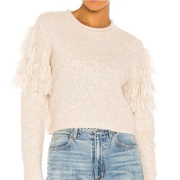 NWT Amuse Society Rocha Fringe Tassel Chunky Knit Sweater Long Sleeve Knit Top M - Picture 3 of 8